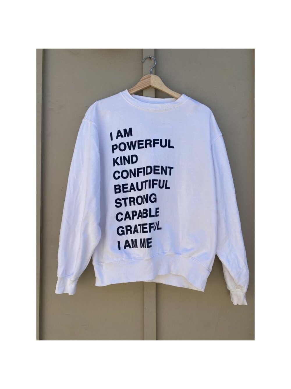 Anine Bing I Am Powerful Long Sleeve Sweatshirt White